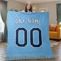 Thumbnail for Custom Premium Quilt Blanket Tampa Bay Jersey Baseball Personalized Quilt Gifts for Her & Him
