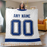 Thumbnail for Custom Premium Quilt Blanket Tampa Bay Jersey Ice Hockey Personalized Quilt Gifts for Her & Him