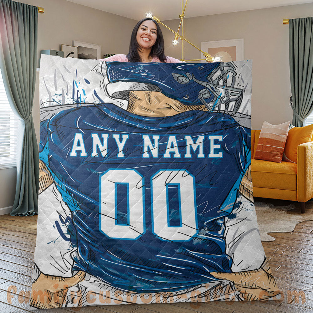Custom Premium Quilt Blanket Tennessee Jersey American Football Personalized Quilt Gifts for Her & Him