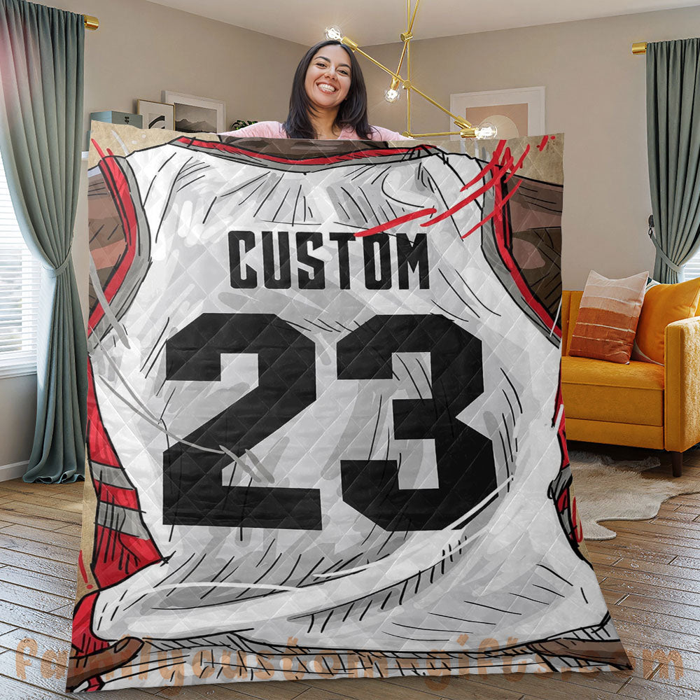 Custom Premium Quilt Blanket Toronto Jersey Basketball Personalized Quilt Gifts for Her & Him