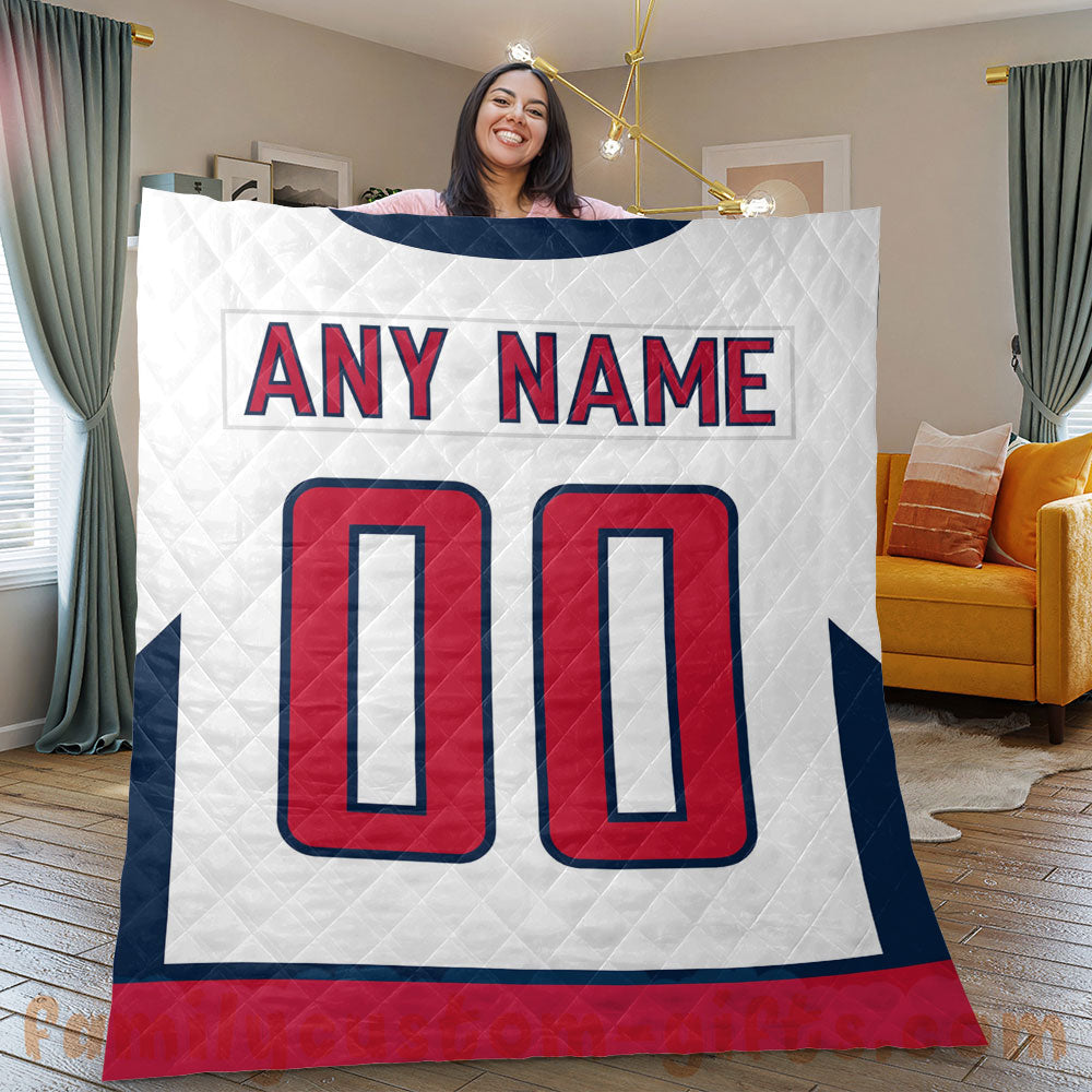 Custom Premium Quilt Blanket Washington Jersey Ice Hockey Personalized Quilt Gifts for Her & Him