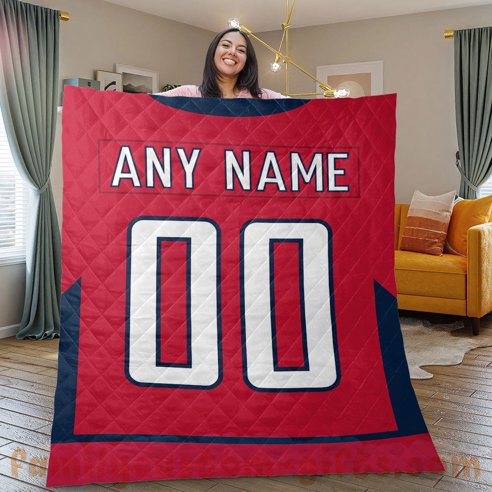 Custom Premium Quilt Blanket Washington Jersey Ice Hockey Personalized Quilt Gifts for Her & Him