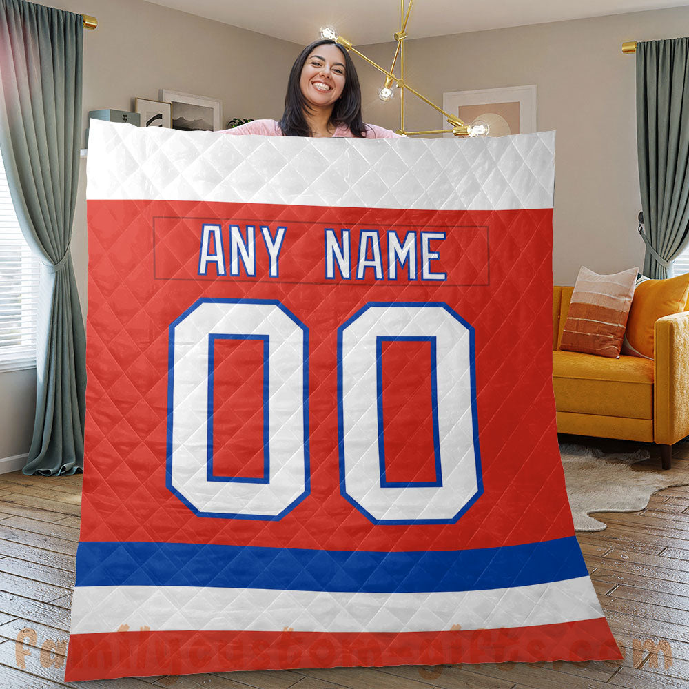 Custom Premium Quilt Blanket Washington Jersey Ice Hockey Personalized Quilt Gifts for Her & Him