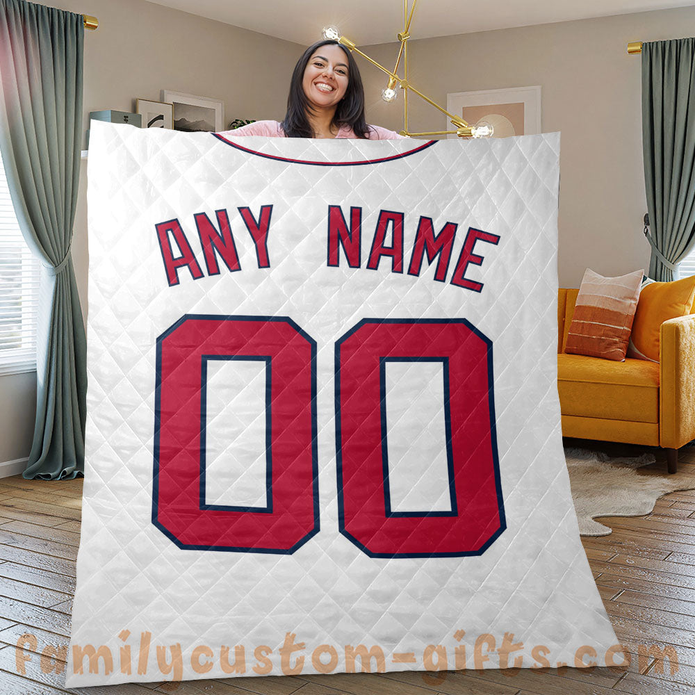 Custom Premium Quilt Blanket Washington Jersey Baseball Personalized Quilt Gifts for Her & Him