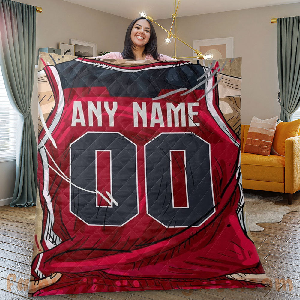 Custom Premium Quilt Blanket Washington Jersey Basketball Personalized Quilt Gifts for Her & Him