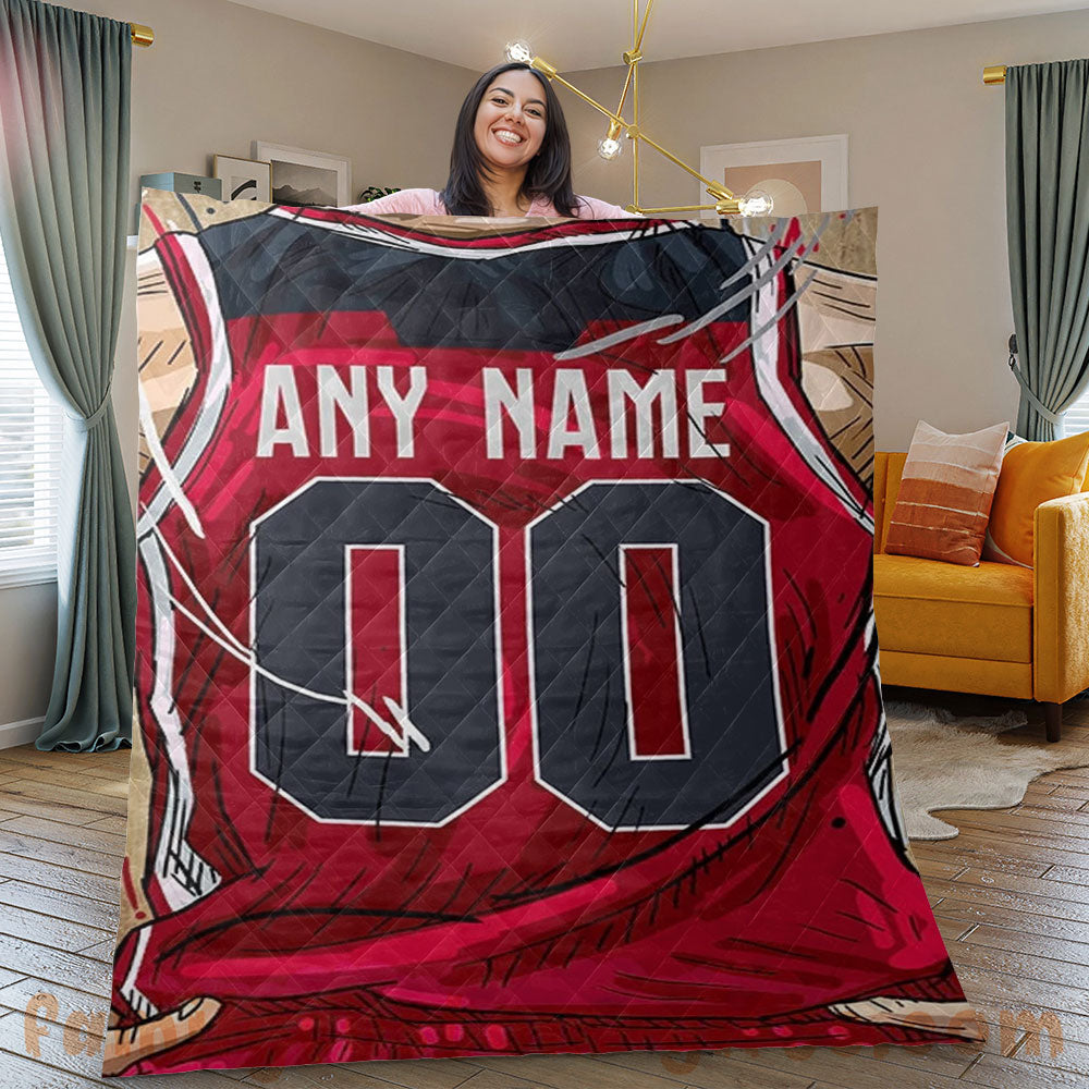 Custom Premium Quilt Blanket Washington Jersey Basketball Personalized Quilt Gifts for Her & Him