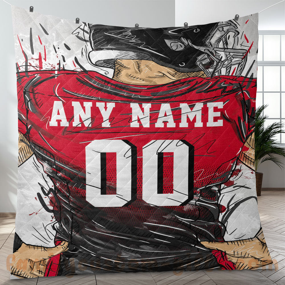 Custom Premium Quilt Blanket Atlanta Jersey American Football Personalized Quilt Gifts for Her & Him