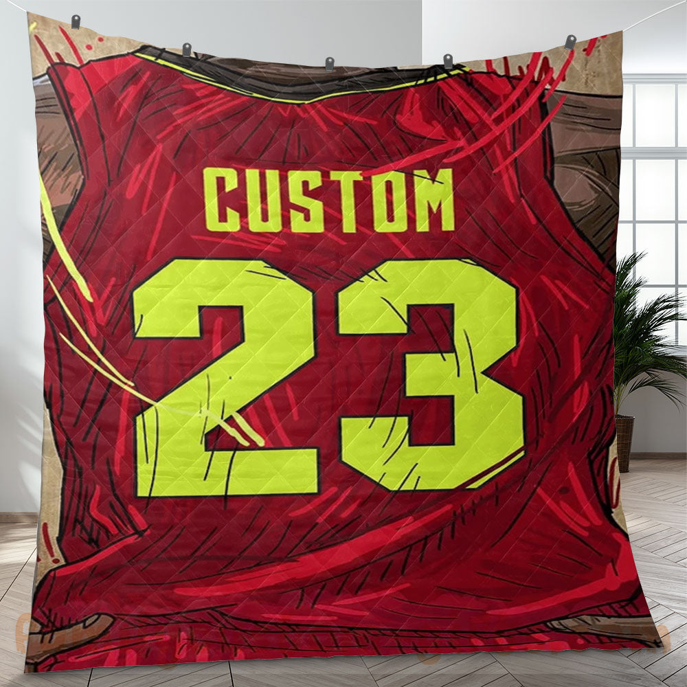 Custom Premium Quilt Blanket Atlanta Jersey Basketball Personalized Quilt Gifts for Her & Him