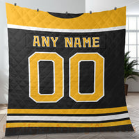 Thumbnail for Custom Premium Quilt Blanket Boston Jersey Ice Hockey Personalized Quilt Gifts for Her & Him