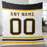 Thumbnail for Custom Premium Quilt Blanket Boston Jersey Ice Hockey Personalized Quilt Gifts for Her & Him