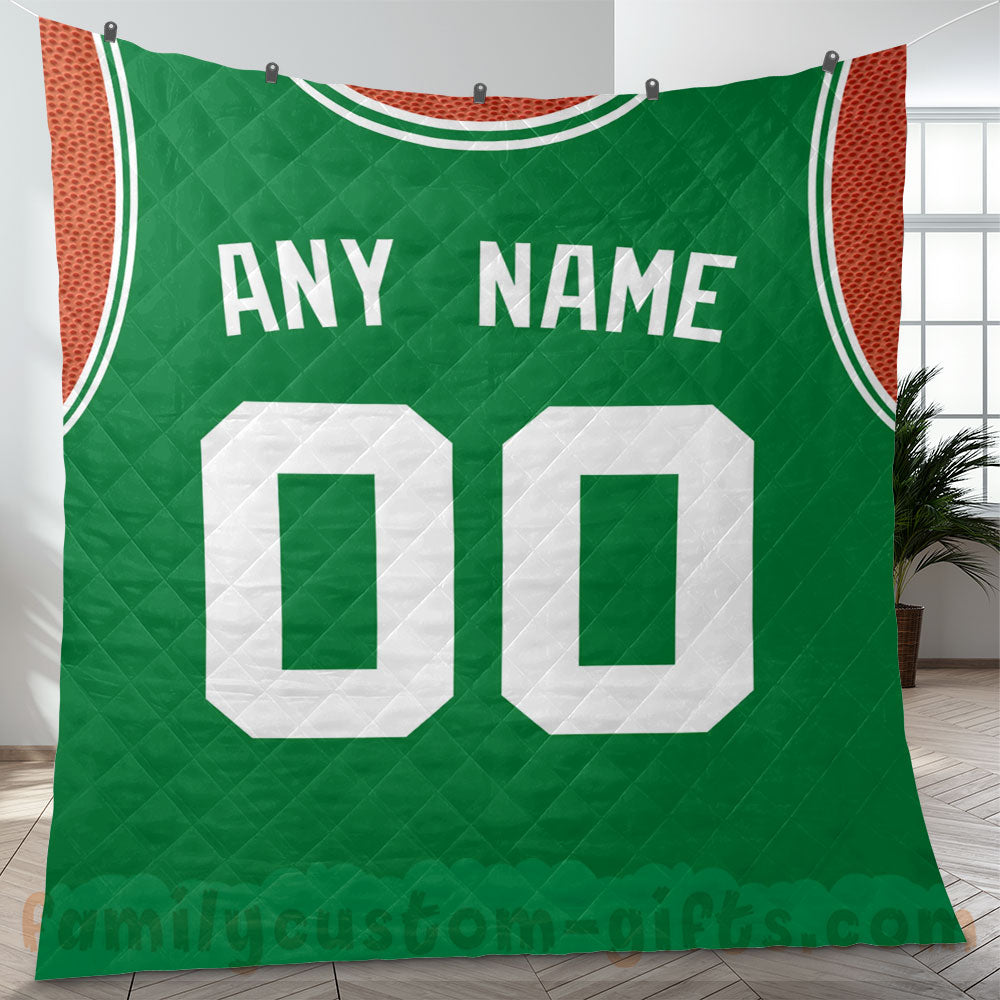 Custom Premium Quilt Blanket Boston Jersey Basketball Personalized Quilt Gifts for Her & Him