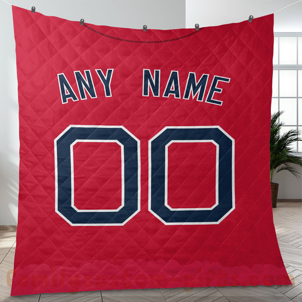 Custom Premium Quilt Blanket Boston Jersey Baseball Personalized Quilt Gifts for Her & Him