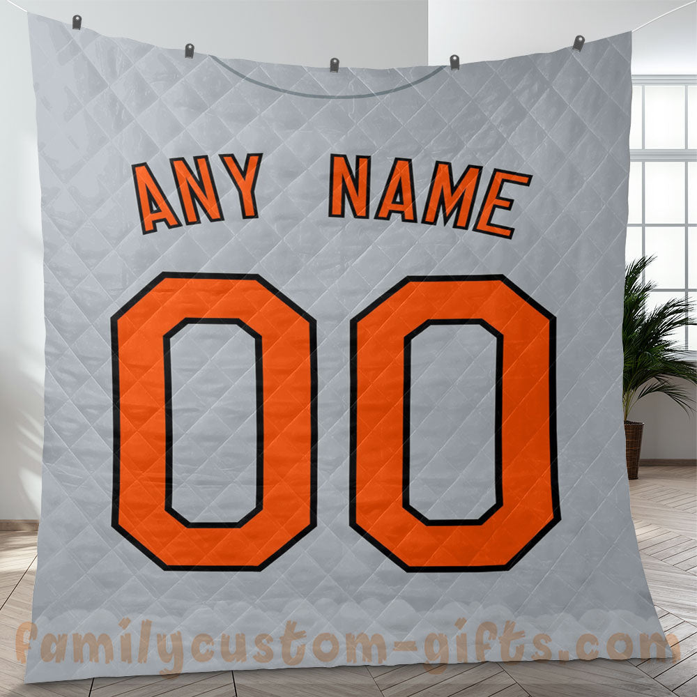 Custom Premium Quilt Blanket Baltimore Jersey Baseball  Personalized Quilt Gifts for Her & Him