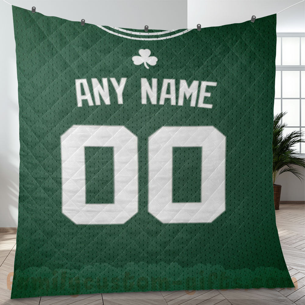 Custom Premium Quilt Blanket Boston Jersey Basketball Personalized Quilt Gifts for Her & Him