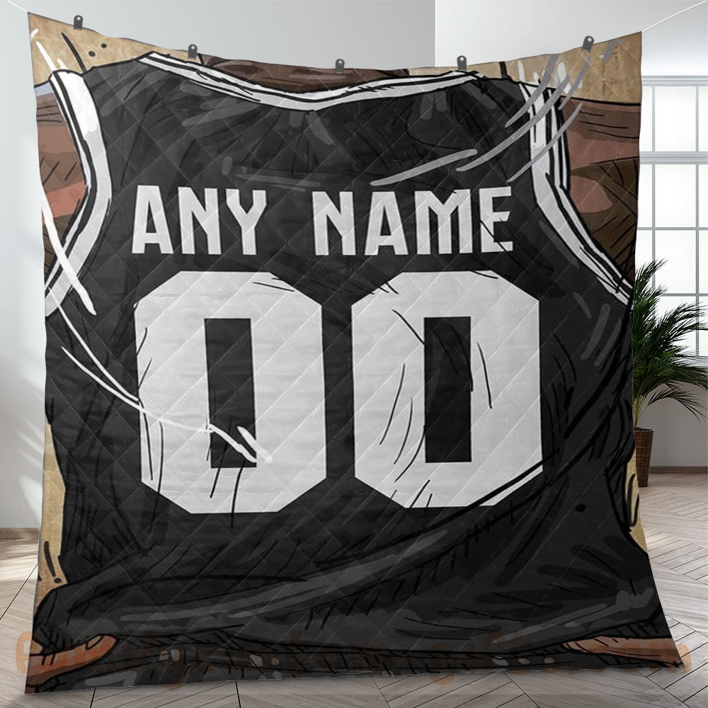 Custom Premium Quilt Blanket Brooklyn Jersey Basketball Personalized Quilt Gifts for Her & Him