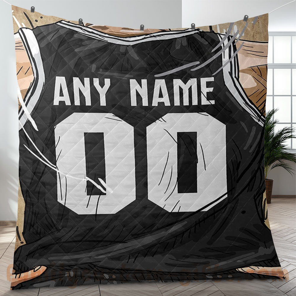 Custom Premium Quilt Blanket Brooklyn Jersey Basketball Personalized Quilt Gifts for Her & Him