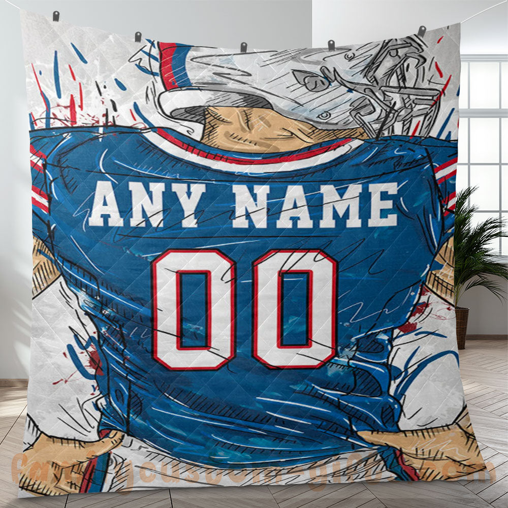 Custom Premium Quilt Blanket Buffalo Jersey American Football Personalized Quilt Gifts for Her & Him