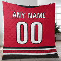 Thumbnail for Custom Premium Quilt Blanket Carolina Jersey Ice Hockey Personalized Quilt Gifts for Her & Him