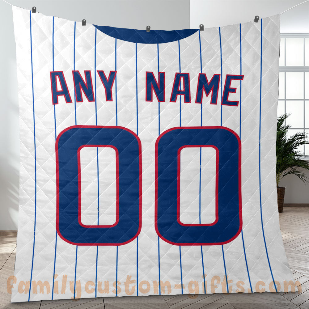 Custom Premium Quilt Blanket Chicago Jersey Baseball Personalized Quilt Gifts for Her & Him