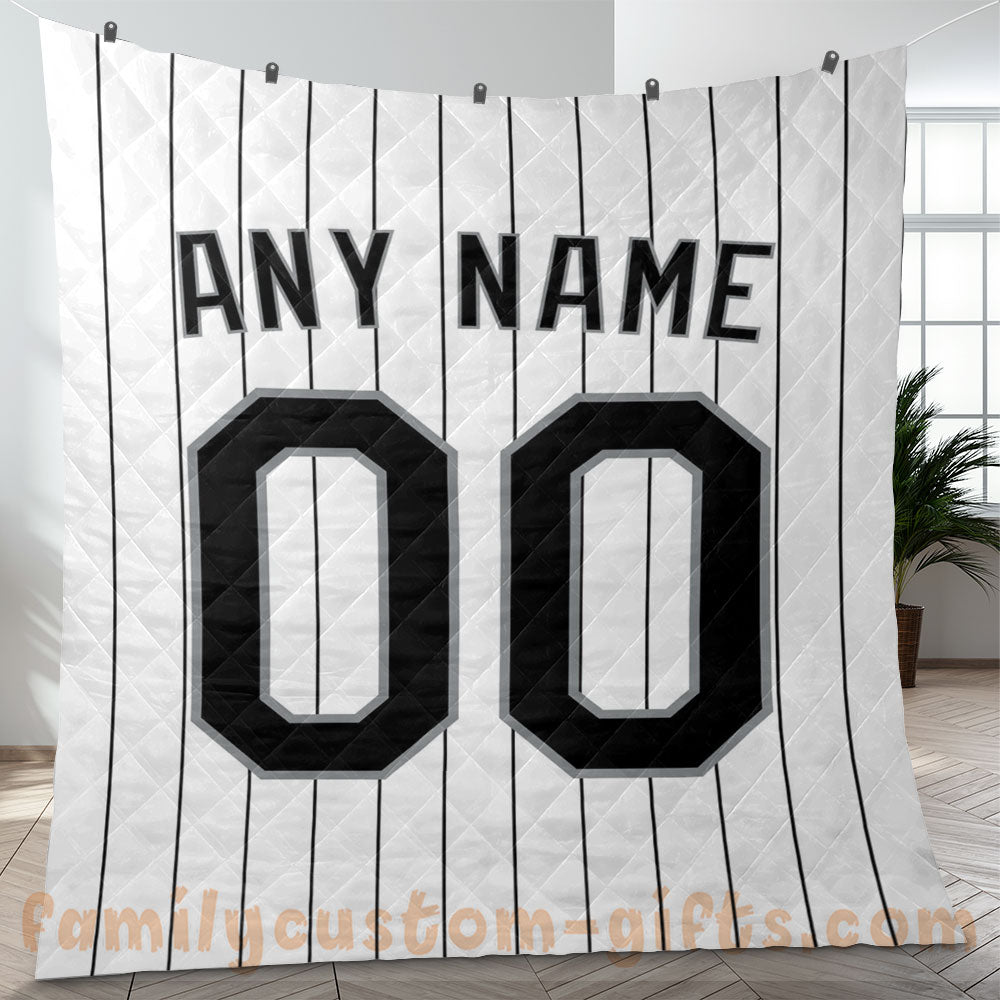 Custom Premium Quilt Blanket Chicago Jersey Baseball Personalized Quilt Gifts for Her & Him