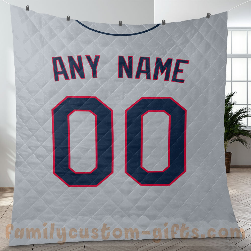 Custom Premium Quilt Blanket Cleveland Jersey Baseball Personalized Quilt Gifts for Her & Him