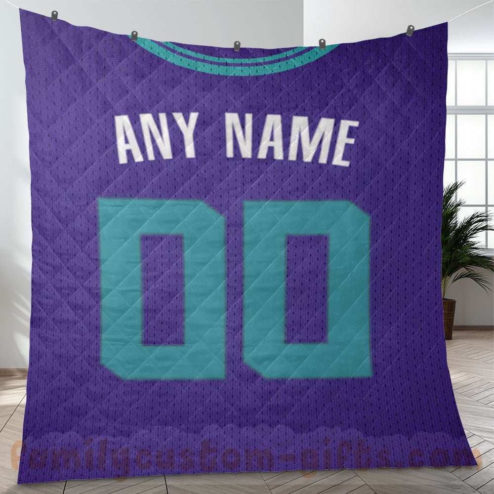 Custom Premium Quilt Blanket Charlotte Jersey Basketball Personalized Quilt Gifts for Her & Him