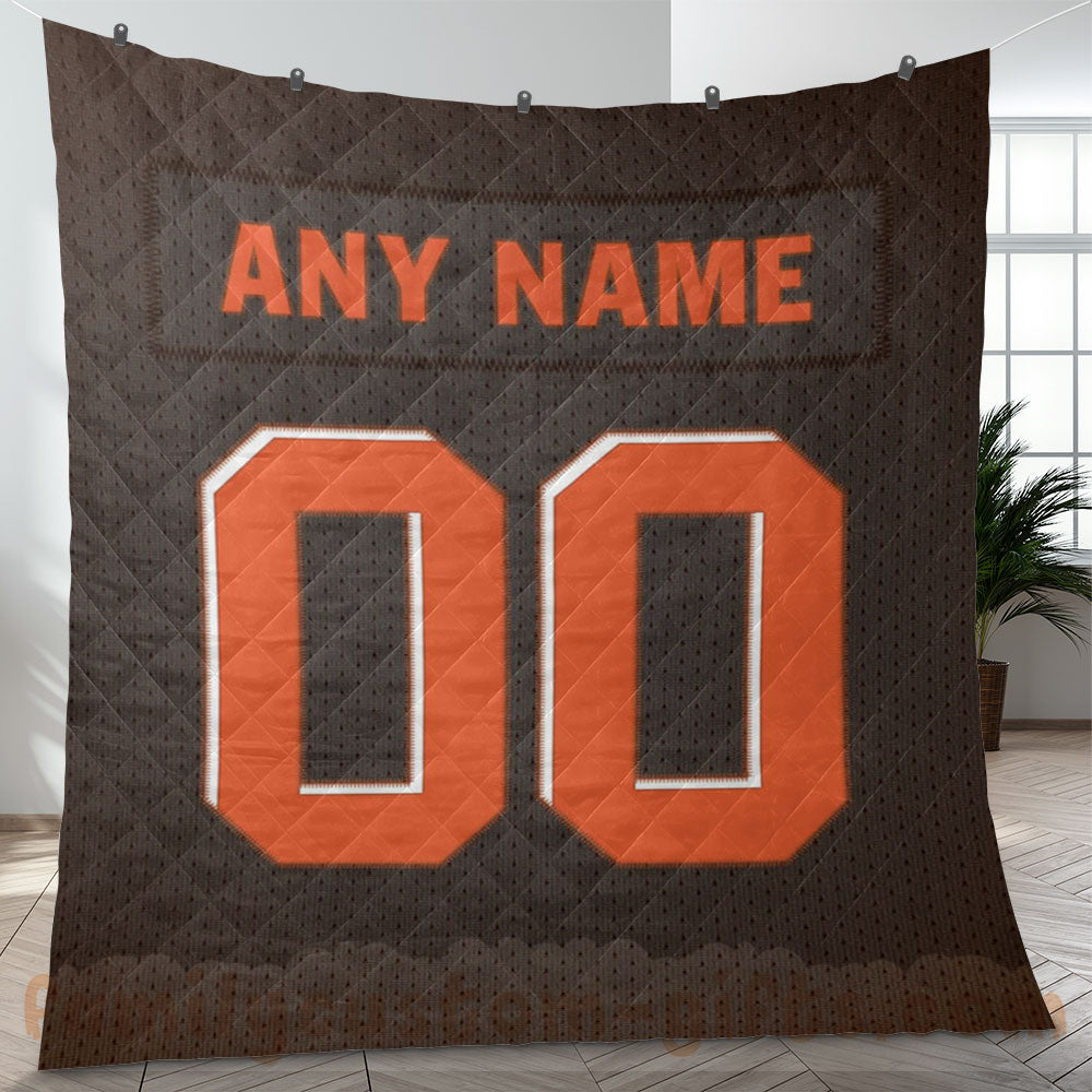 Custom Premium Quilt Blanket Cleveland Jersey American Football Personalized Quilt Gifts for Her & Him