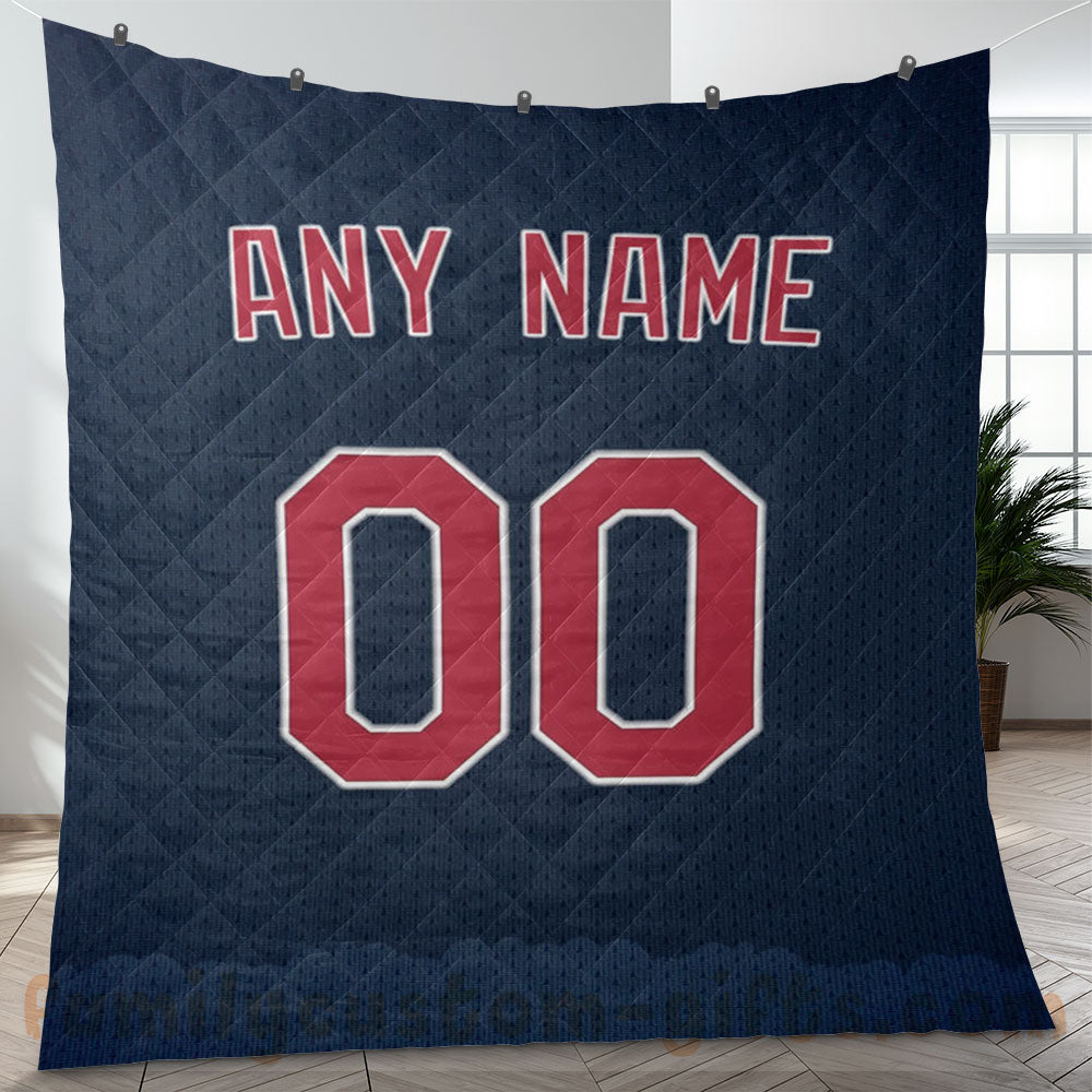 Custom Premium Quilt Blanket Cleveland Jersey Baseball Personalized Quilt Gifts for Her & Him