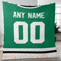 Thumbnail for Custom Premium Quilt Blanket Dallas Jersey Ice Hockey Personalized Quilt Gifts for Her & Him