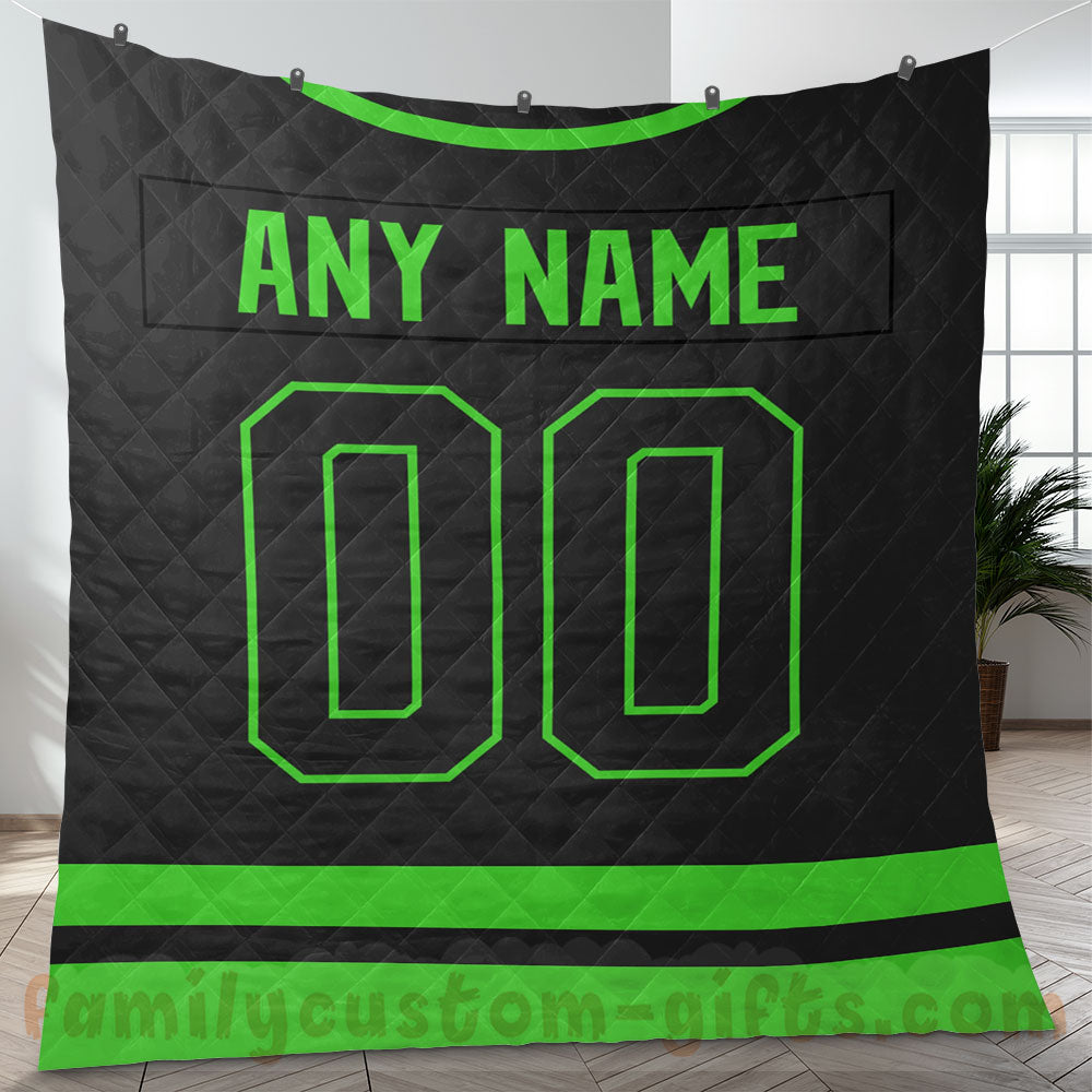 Custom Premium Quilt Blanket Dallas Jersey Ice Hockey Personalized Quilt Gifts for Her & Him
