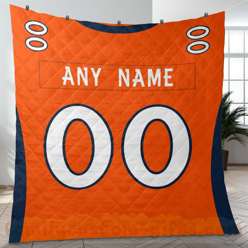 Custom Premium Quilt Blanket Denver Jersey American Football Personalized Quilt Gifts for Her & Him