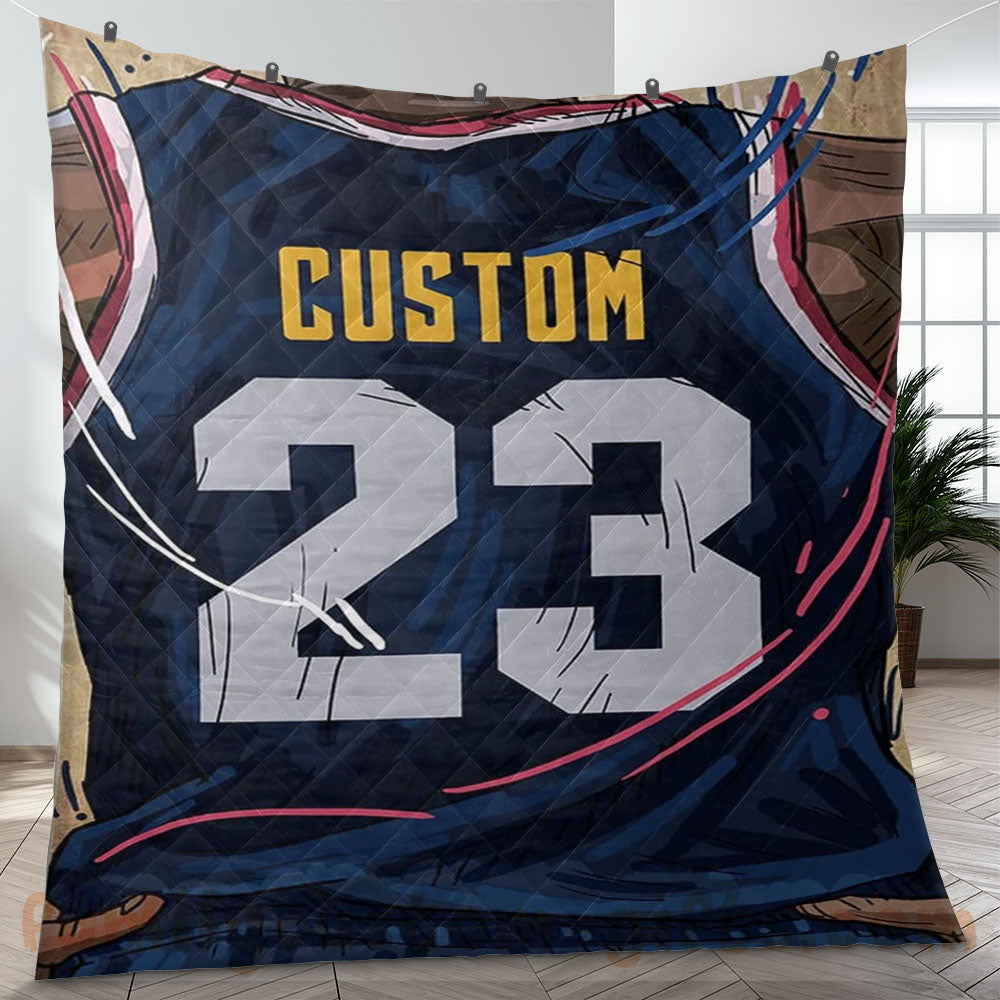 Custom Premium Quilt Blanket Denver Jersey Basketball Personalized Quilt Gifts for Her & Him