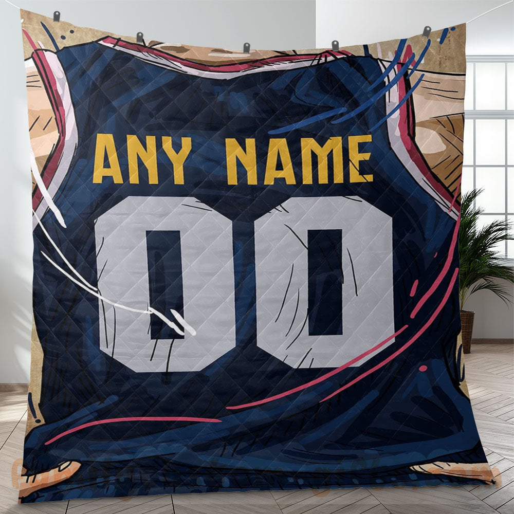 Custom Premium Quilt Blanket Denver Jersey Basketball Personalized Quilt Gifts for Her & Him