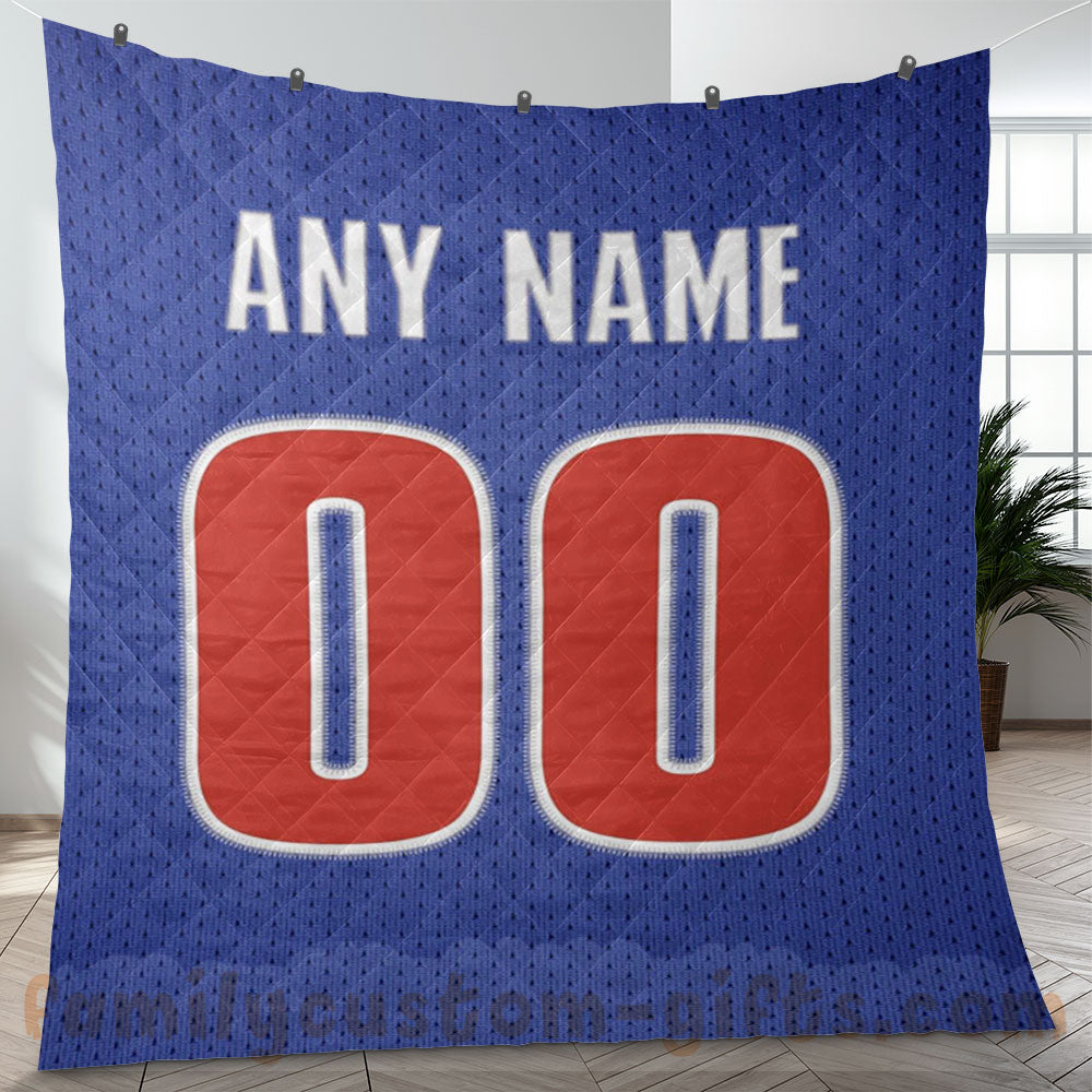 Custom Premium Quilt Blanket Detroit Jersey Basketball Personalized Quilt Gifts for Her & Him