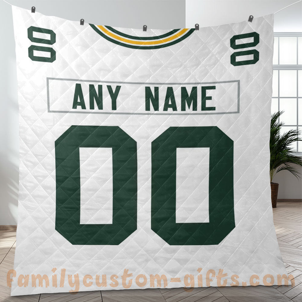 Custom Premium Quilt Blanket Green Bay Jersey American Football Personalized Quilt Gifts for Her & Him