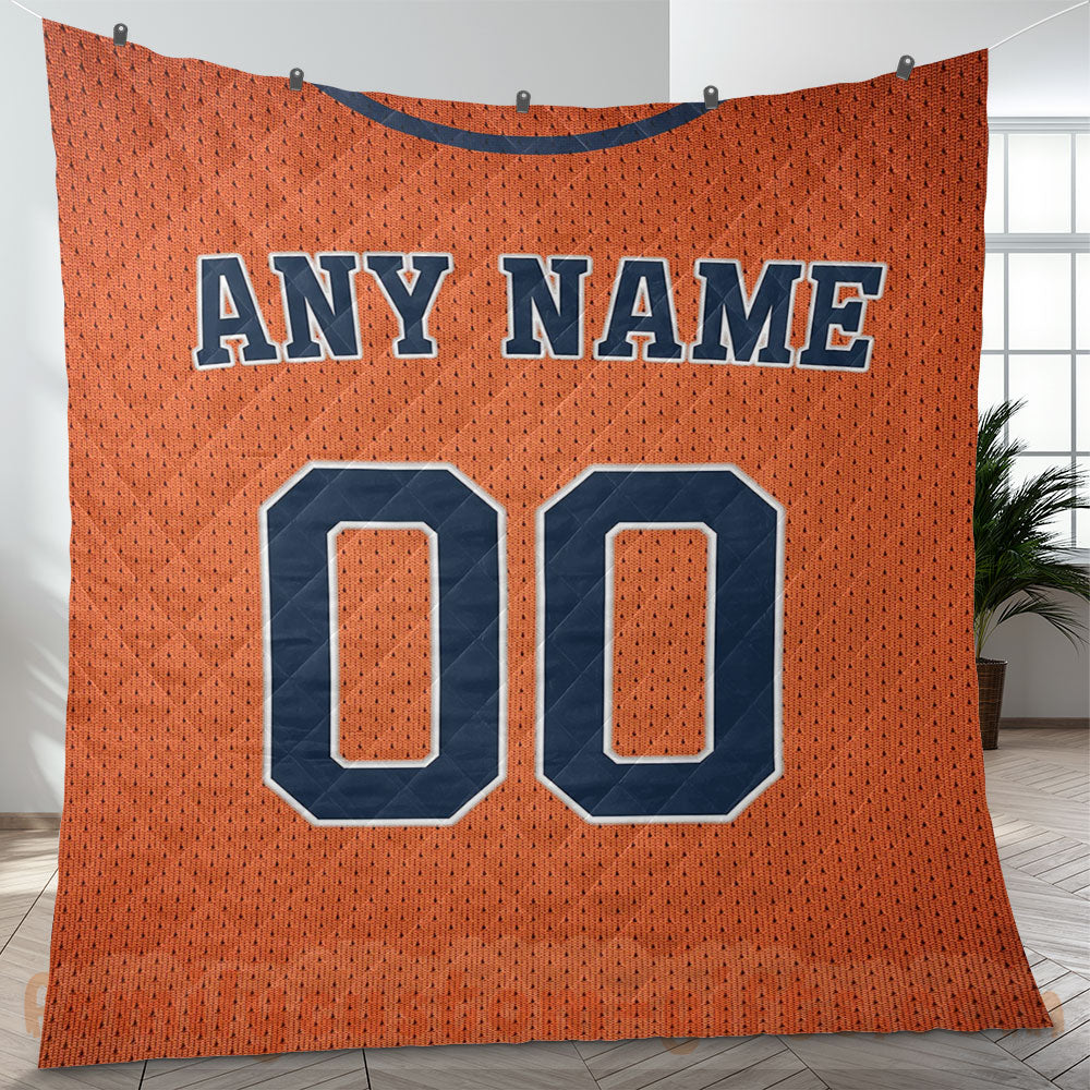 Custom Premium Quilt Blanket Houston Jersey Baseball Personalized Quilt Gifts for Her & Him