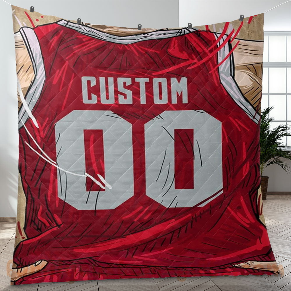 Custom Premium Quilt Blanket Houston Jersey Basketball Personalized Quilt Gifts for Her & Him