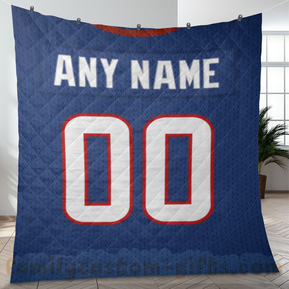 Custom Premium Quilt Blanket Houston Jersey American Football Personalized Quilt Gifts for Her & Him