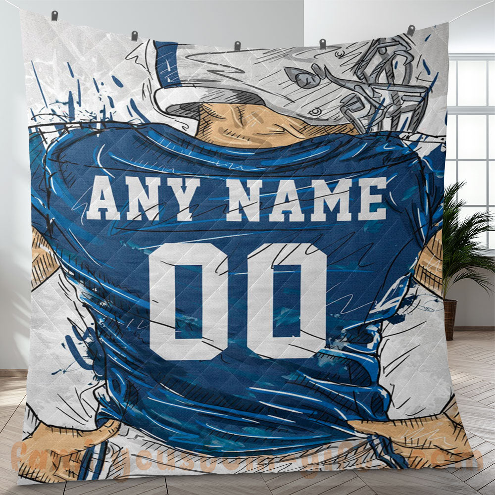 Custom Premium Quilt Blanket Indianapolis Jersey American Football Personalized Quilt Gifts for Her & Him