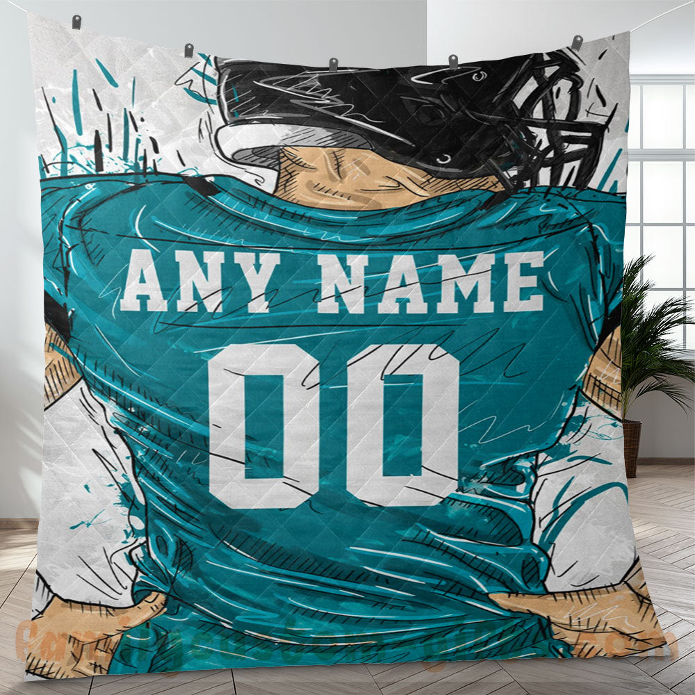 Custom Premium Quilt Blanket Jacksonville Jersey American Football Personalized Quilt Gifts for Her & Him