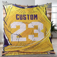 Thumbnail for Custom Premium Quilt Blanket Los Angeles Jersey Basketball Personalized Quilt Gifts for Her & Him