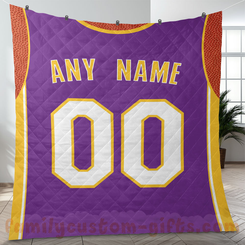 Custom Premium Quilt Blanket Los Angeles Jersey Basketball Personalized Quilt Gifts for Her & Him