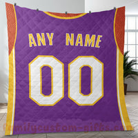 Thumbnail for Custom Premium Quilt Blanket Los Angeles Jersey Basketball Personalized Quilt Gifts for Her & Him