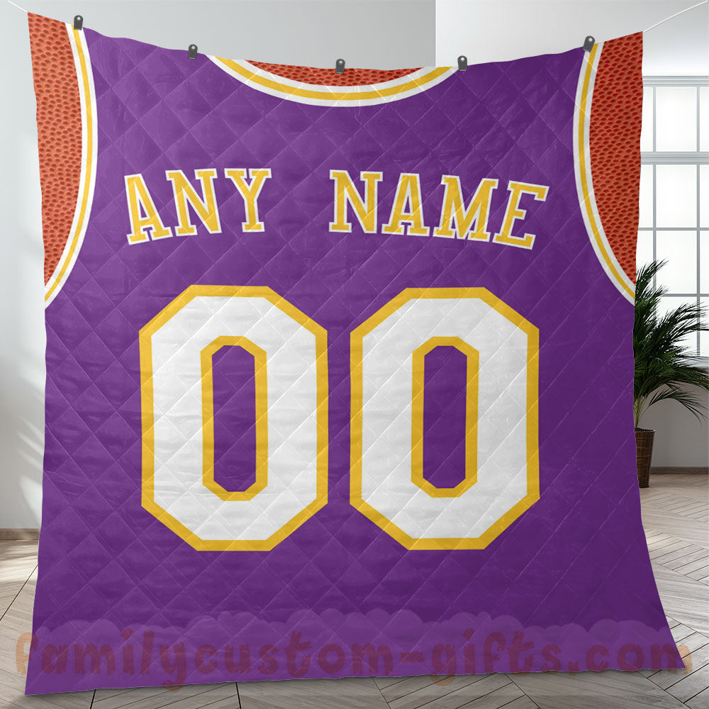 Custom Premium Quilt Blanket Los Angeles Jersey Basketball Personalized Quilt Gifts for Her & Him