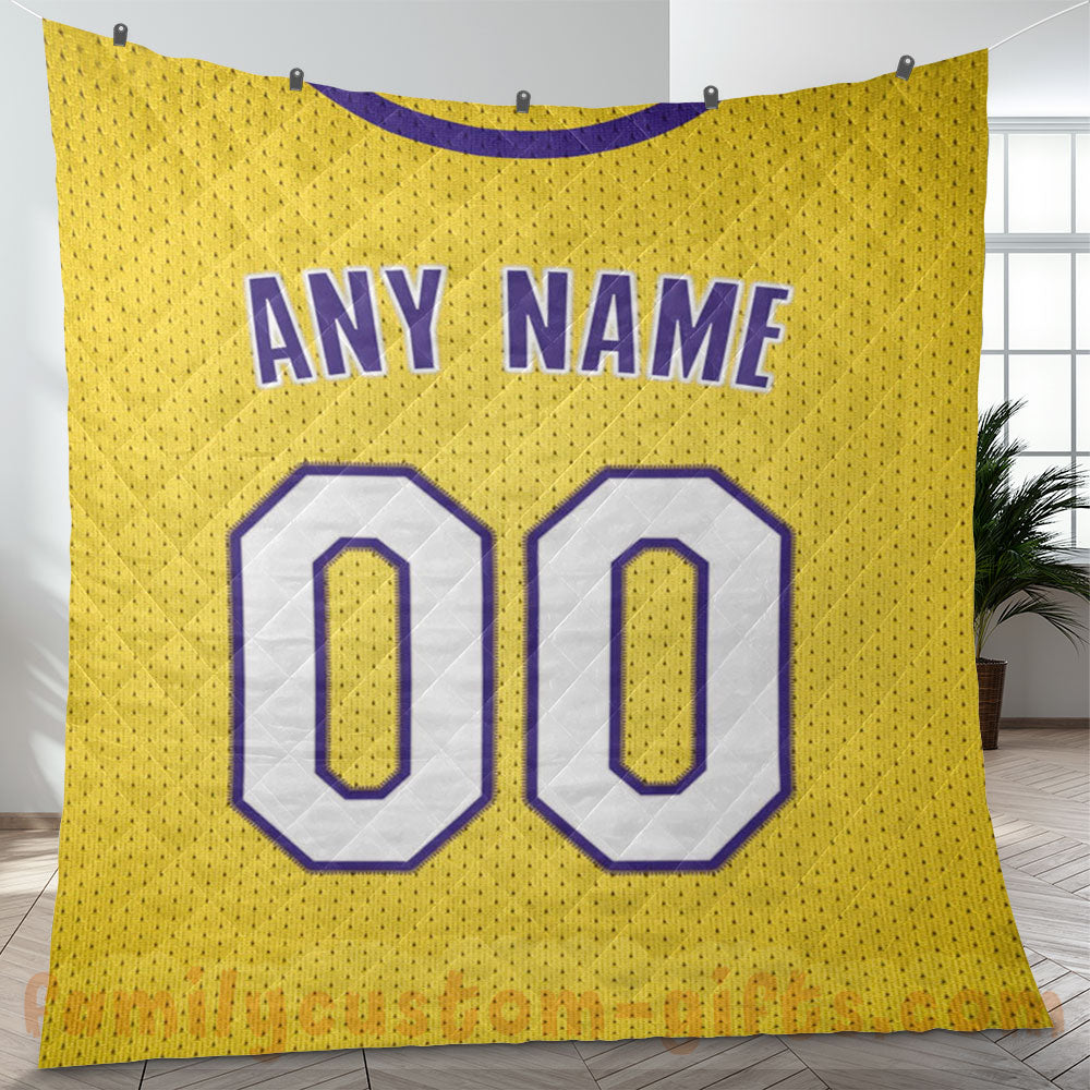 Custom Premium Quilt Blanket Los Angeles Jersey Basketball Personalized Quilt Gifts for Her & Him