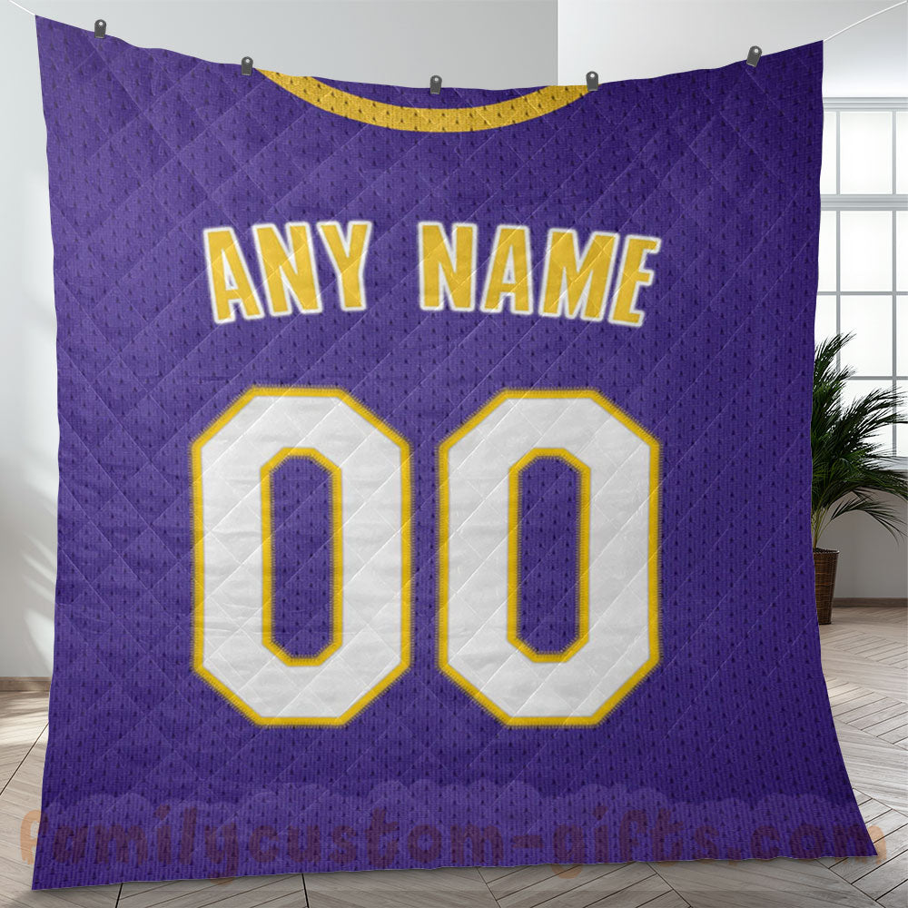 Custom Premium Quilt Blanket Los Angeles Jersey Basketball Personalized Quilt Gifts for Her & Him