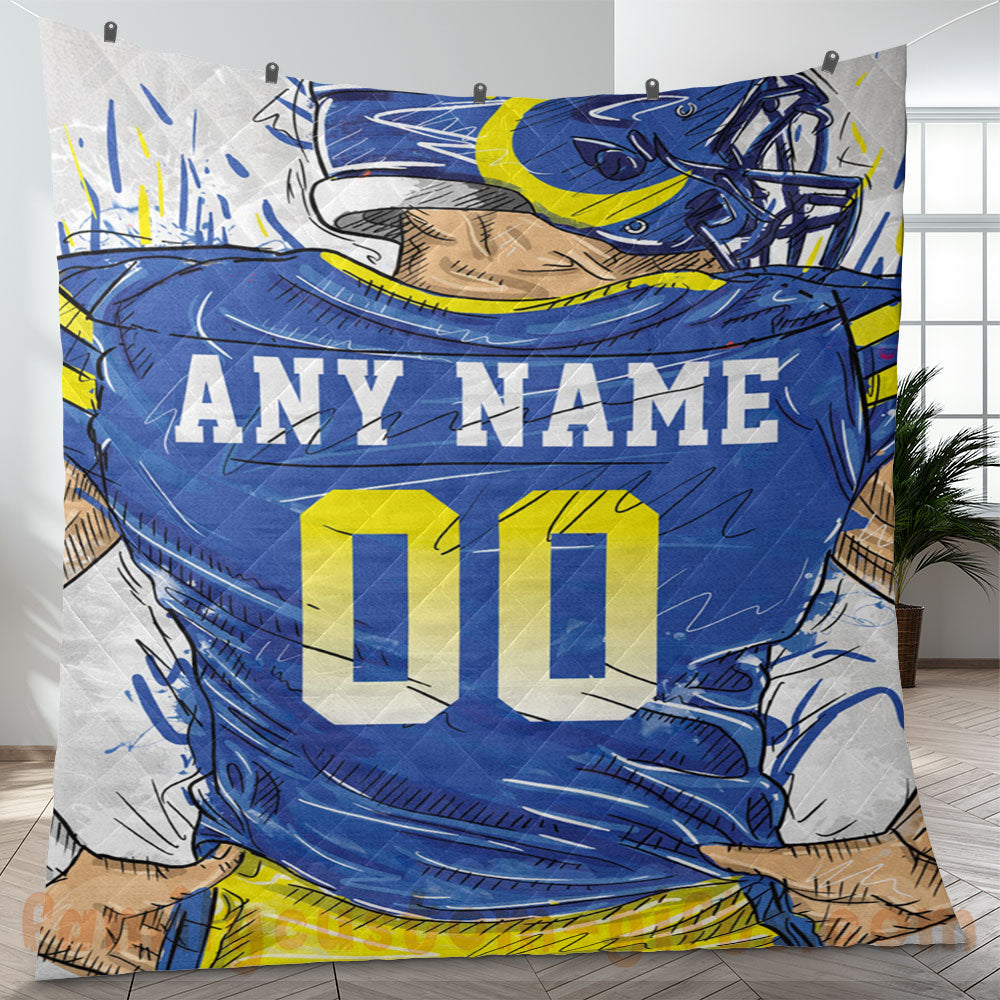 Custom Premium Quilt Blanket Los Angeles Jersey American Football Personalized Quilt Gifts for Her & Him