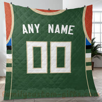 Thumbnail for Custom Premium Quilt Blanket Milwaukee Jersey Basketball Personalized Quilt Gifts for Her & Him