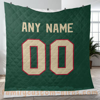 Thumbnail for Custom Premium Quilt Blanket Minnesota Jersey Ice Hockey Personalized Quilt Gifts for Her & Him
