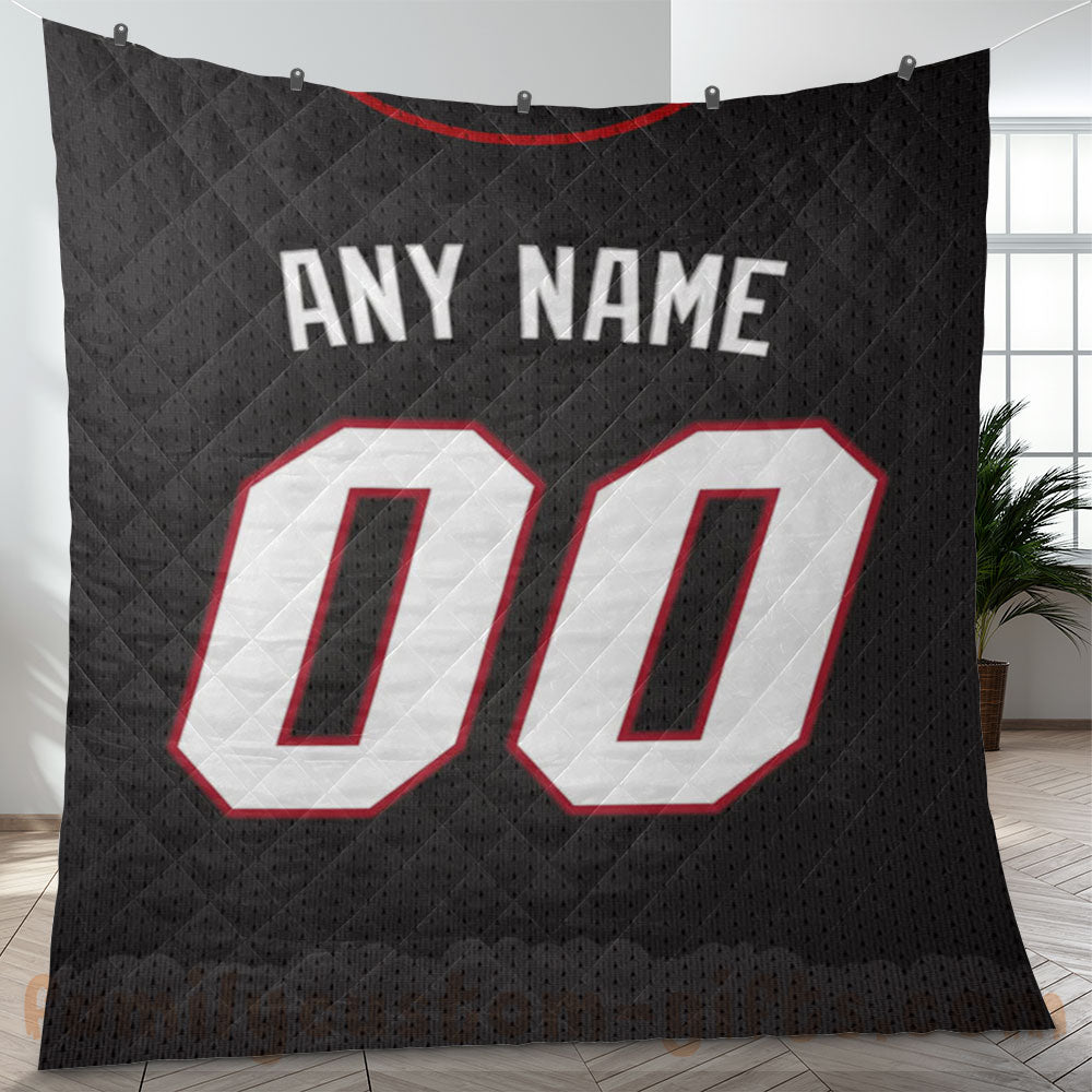 Custom Premium Quilt Blanket Miami Jersey Basketball Personalized Quilt Gifts for Her & Him